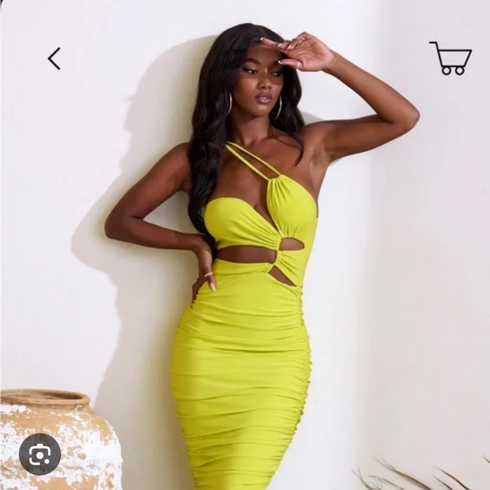 Club L London Midsummer Lime Green MIDI dress